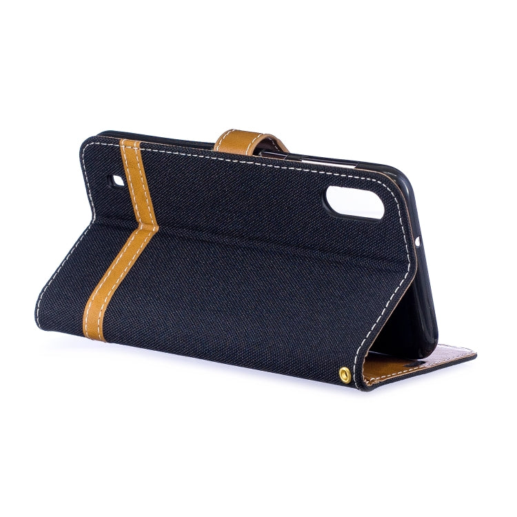 Color Matching Denim Texture Leather Case for Galaxy  M10, with Holder & Card Slots & Wallet & Lanyard