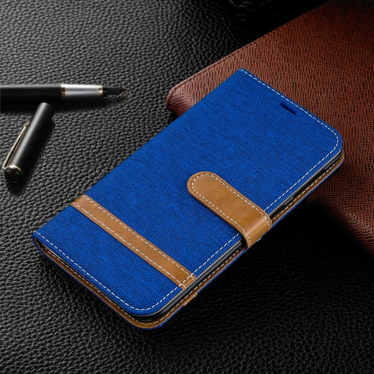 Color Matching Denim Texture Leather Case for Galaxy  M10, with Holder & Card Slots & Wallet & Lanyard