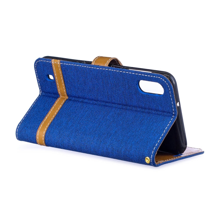 Color Matching Denim Texture Leather Case for Galaxy  M10, with Holder & Card Slots & Wallet & Lanyard