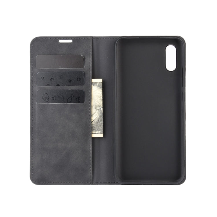 For Xiaomi Redmi 9A Retro-skin Business Magnetic Suction Leather Case with Holder & Card Slots & Wallet