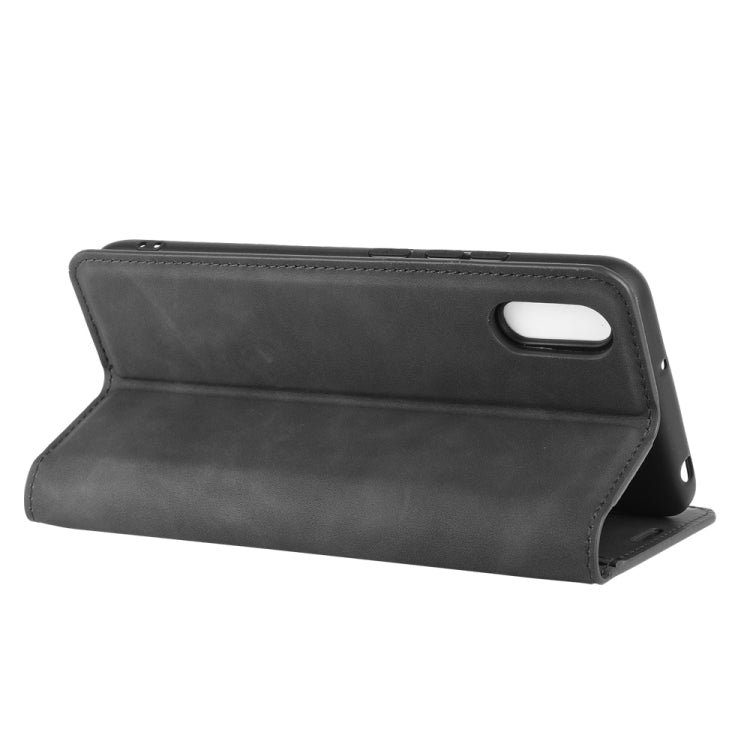 For Xiaomi Redmi 9A Retro-skin Business Magnetic Suction Leather Case with Holder & Card Slots & Wallet