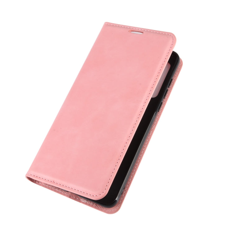 For Motorola Moto G8 Retro-skin Business Magnetic Suction Leather Case with Holder & Card Slots & Wallet