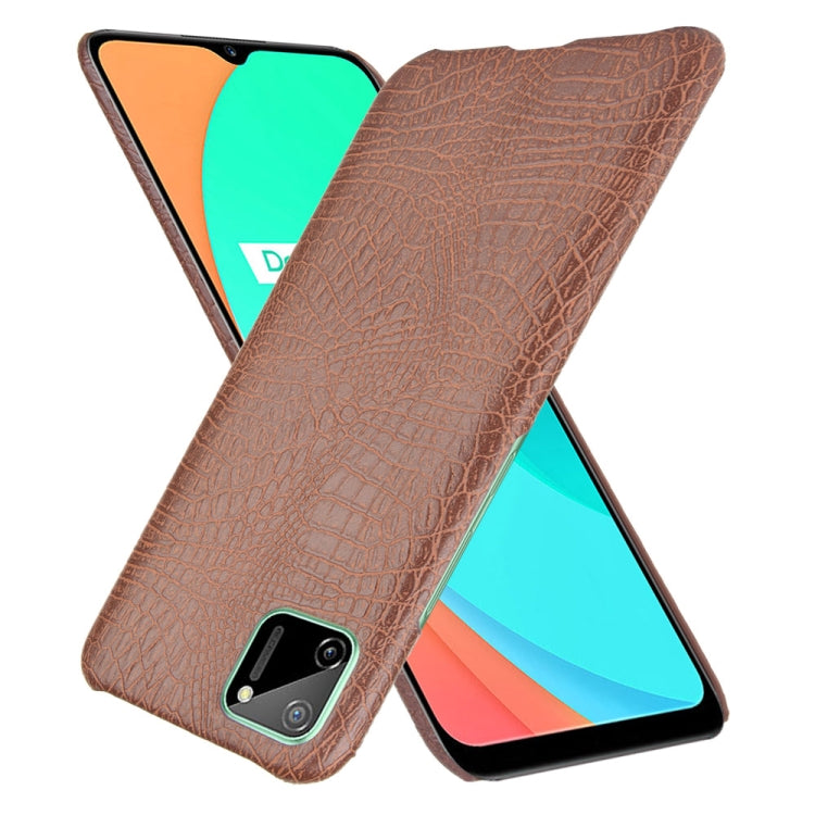 For Oppo Realme C11 Shockproof Crocodile Texture PC + PU Case
