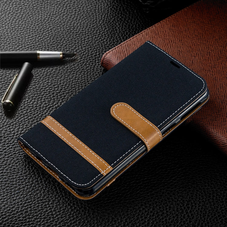 Color Matching Denim Texture Leather Case for Galaxy  M20, with Holder & Card Slots & Wallet & Lanyard