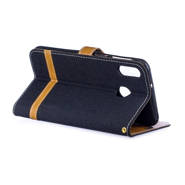 Color Matching Denim Texture Leather Case for Galaxy  M20, with Holder & Card Slots & Wallet & Lanyard