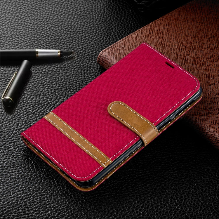 Color Matching Denim Texture Leather Case for Galaxy  M20, with Holder & Card Slots & Wallet & Lanyard