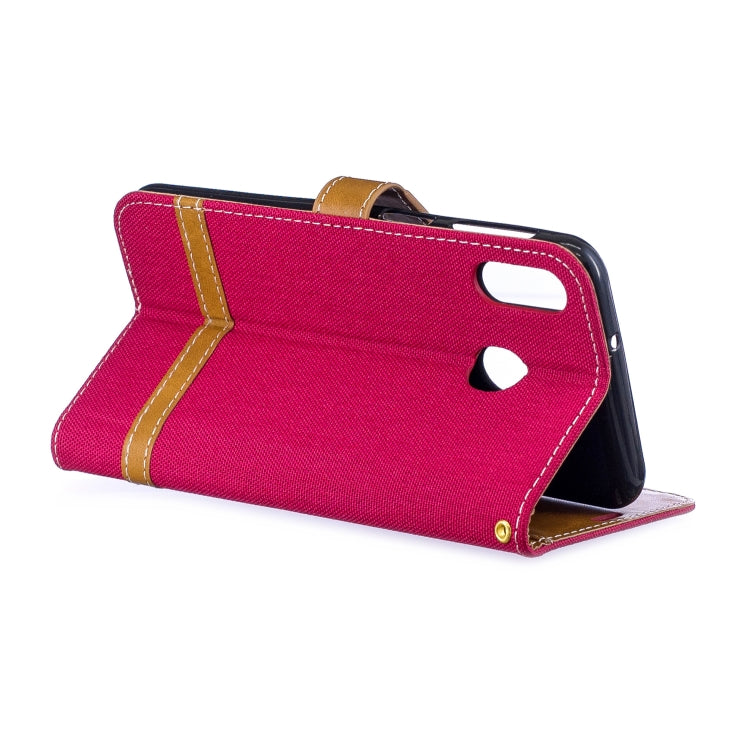 Color Matching Denim Texture Leather Case for Galaxy  M20, with Holder & Card Slots & Wallet & Lanyard