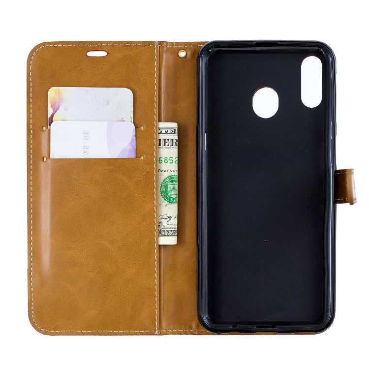 Color Matching Denim Texture Leather Case for Galaxy  M20, with Holder & Card Slots & Wallet & Lanyard