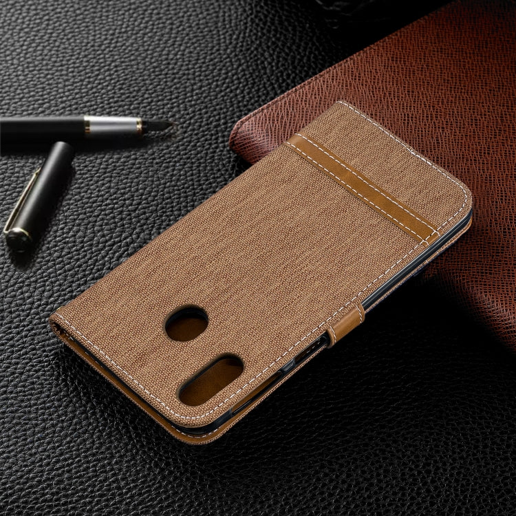 Color Matching Denim Texture Leather Case for Galaxy  M20, with Holder & Card Slots & Wallet & Lanyard
