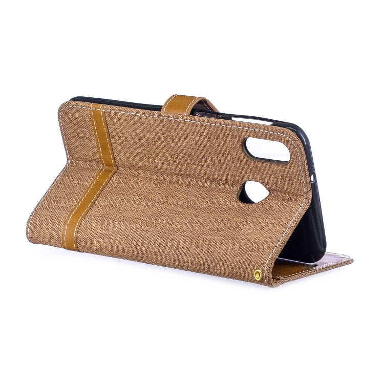Color Matching Denim Texture Leather Case for Galaxy  M20, with Holder & Card Slots & Wallet & Lanyard