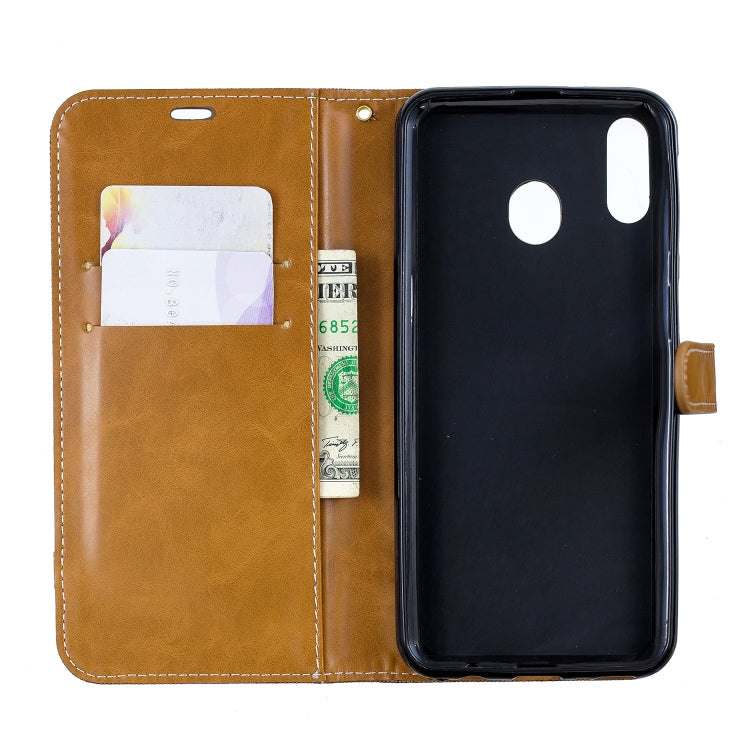 Color Matching Denim Texture Leather Case for Galaxy  M20, with Holder & Card Slots & Wallet & Lanyard