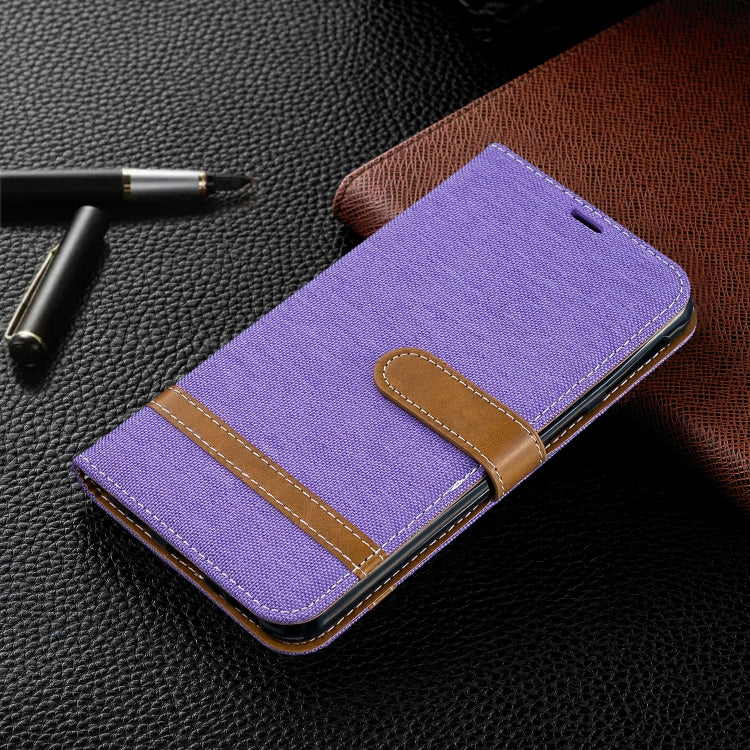 Color Matching Denim Texture Leather Case for Galaxy  M20, with Holder & Card Slots & Wallet & Lanyard