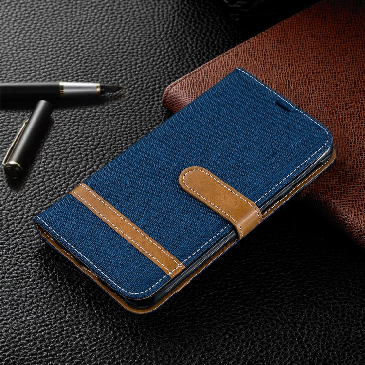 Color Matching Denim Texture Leather Case for Galaxy  M20, with Holder & Card Slots & Wallet & Lanyard