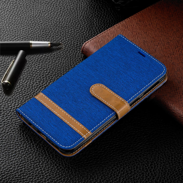 Color Matching Denim Texture Leather Case for Galaxy  M20, with Holder & Card Slots & Wallet & Lanyard