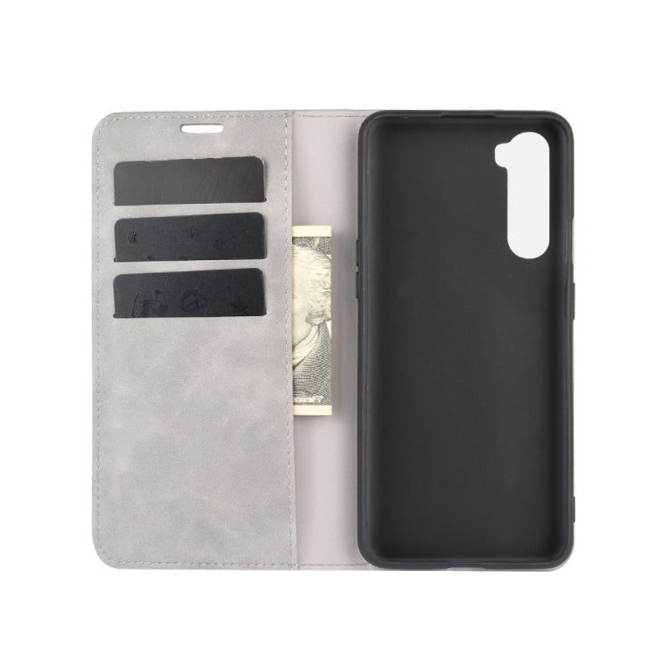 For OnePlus Nord Retro-skin Business Magnetic Suction Leather Case with Holder & Card Slots & Wallet