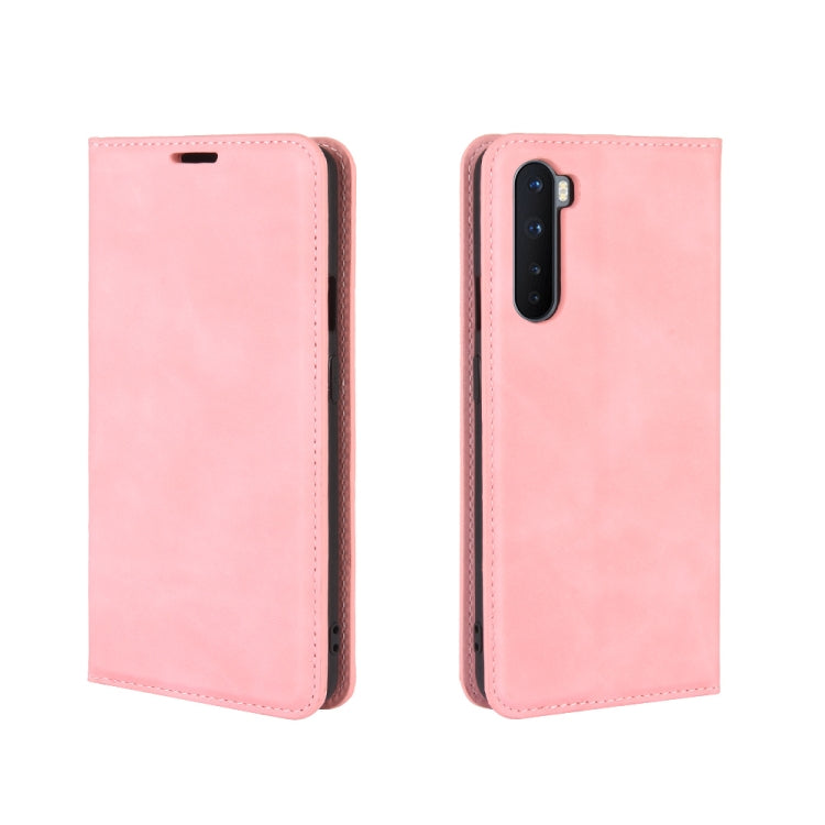 For OnePlus Nord Retro-skin Business Magnetic Suction Leather Case with Holder & Card Slots & Wallet
