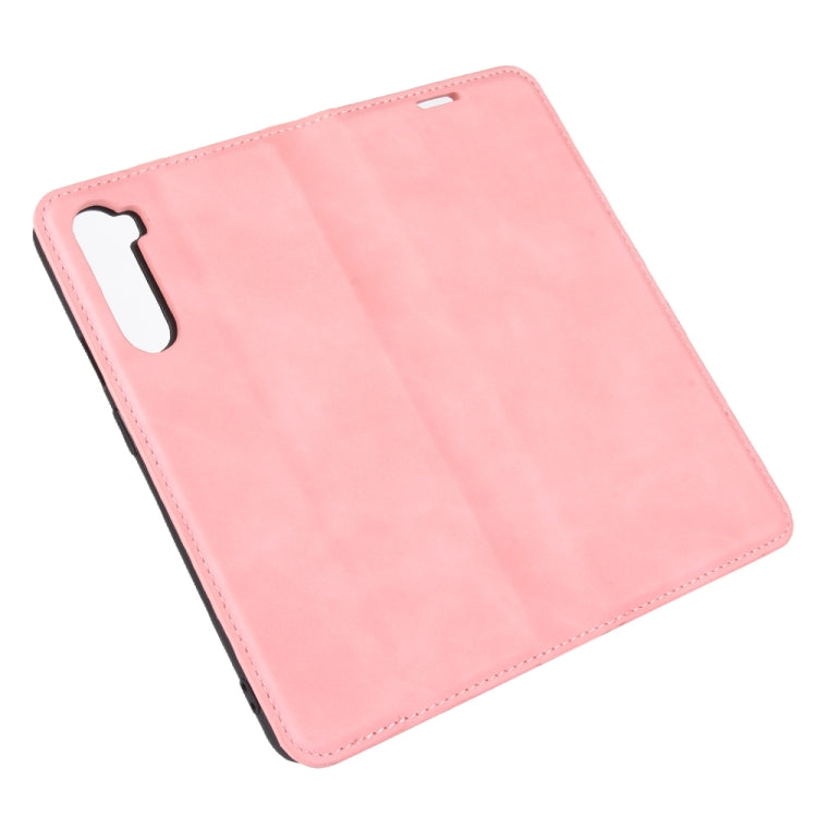 For OnePlus Nord Retro-skin Business Magnetic Suction Leather Case with Holder & Card Slots & Wallet