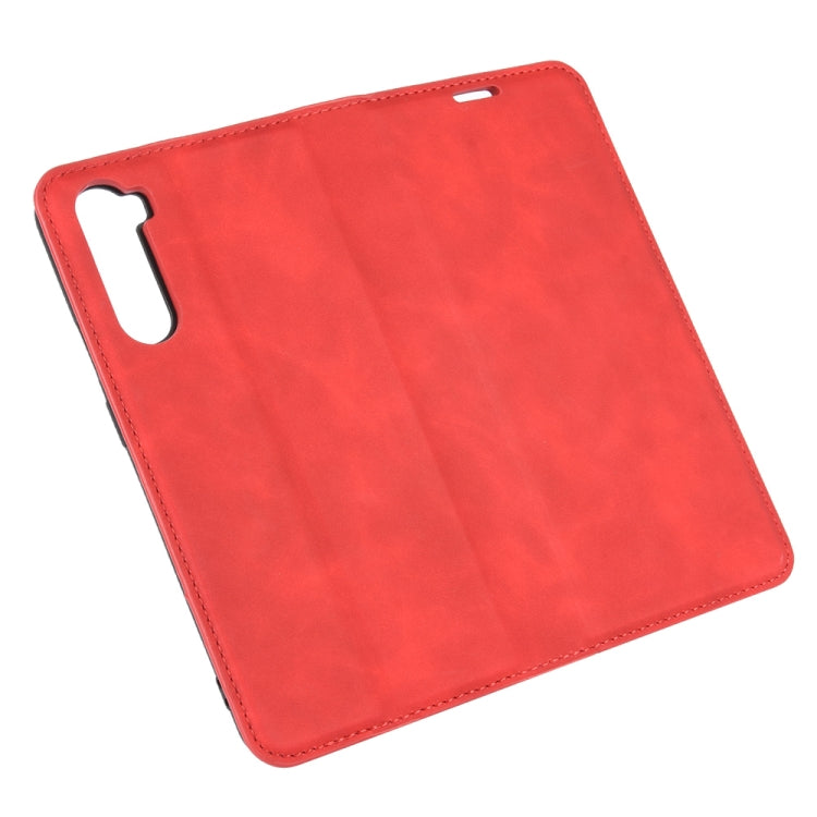 For OnePlus Nord Retro-skin Business Magnetic Suction Leather Case with Holder & Card Slots & Wallet