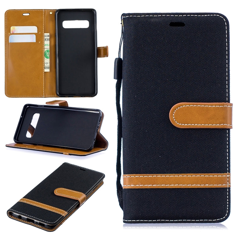 Color Matching Denim Texture Leather Case for Galaxy  S10, with Holder & Card Slots & Wallet & Lanyard