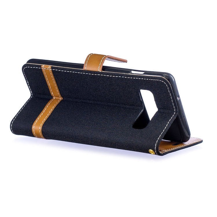 Color Matching Denim Texture Leather Case for Galaxy  S10, with Holder & Card Slots & Wallet & Lanyard