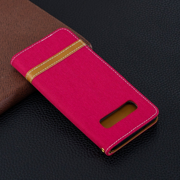 Color Matching Denim Texture Leather Case for Galaxy  S10, with Holder & Card Slots & Wallet & Lanyard