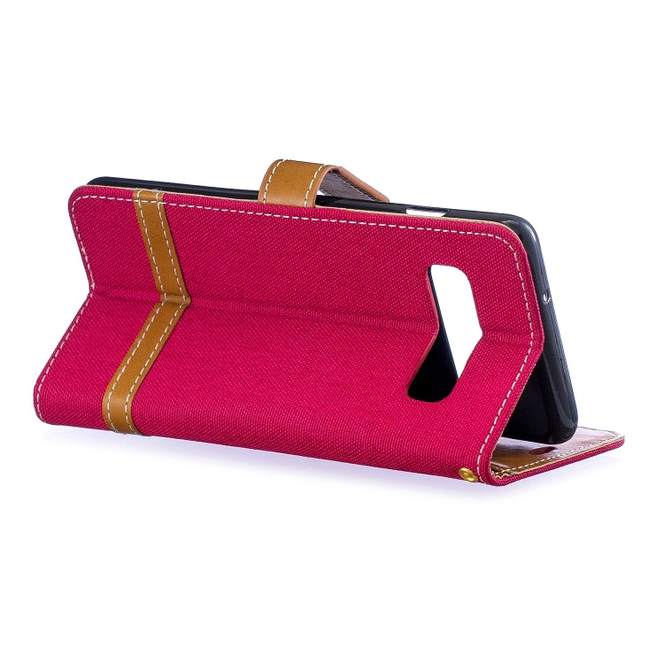 Color Matching Denim Texture Leather Case for Galaxy  S10, with Holder & Card Slots & Wallet & Lanyard