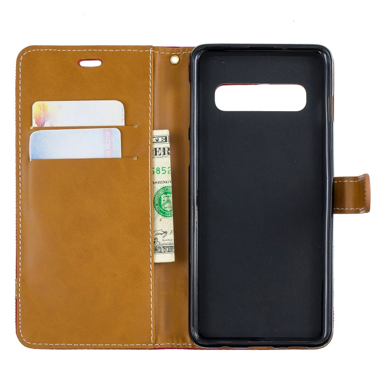Color Matching Denim Texture Leather Case for Galaxy  S10, with Holder & Card Slots & Wallet & Lanyard