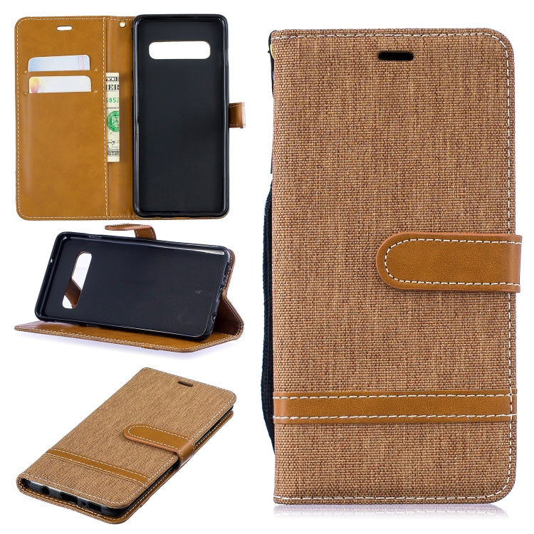Color Matching Denim Texture Leather Case for Galaxy  S10, with Holder & Card Slots & Wallet & Lanyard