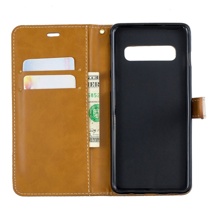 Color Matching Denim Texture Leather Case for Galaxy  S10, with Holder & Card Slots & Wallet & Lanyard