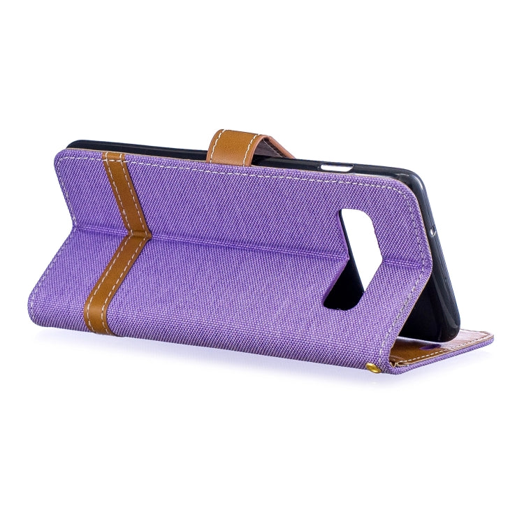 Color Matching Denim Texture Leather Case for Galaxy  S10, with Holder & Card Slots & Wallet & Lanyard