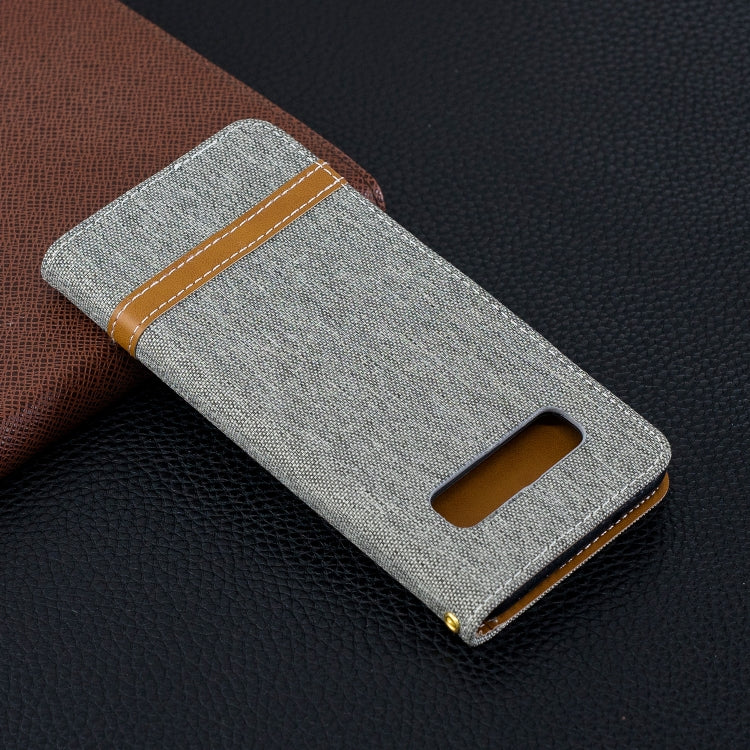 Color Matching Denim Texture Leather Case for Galaxy  S10, with Holder & Card Slots & Wallet & Lanyard