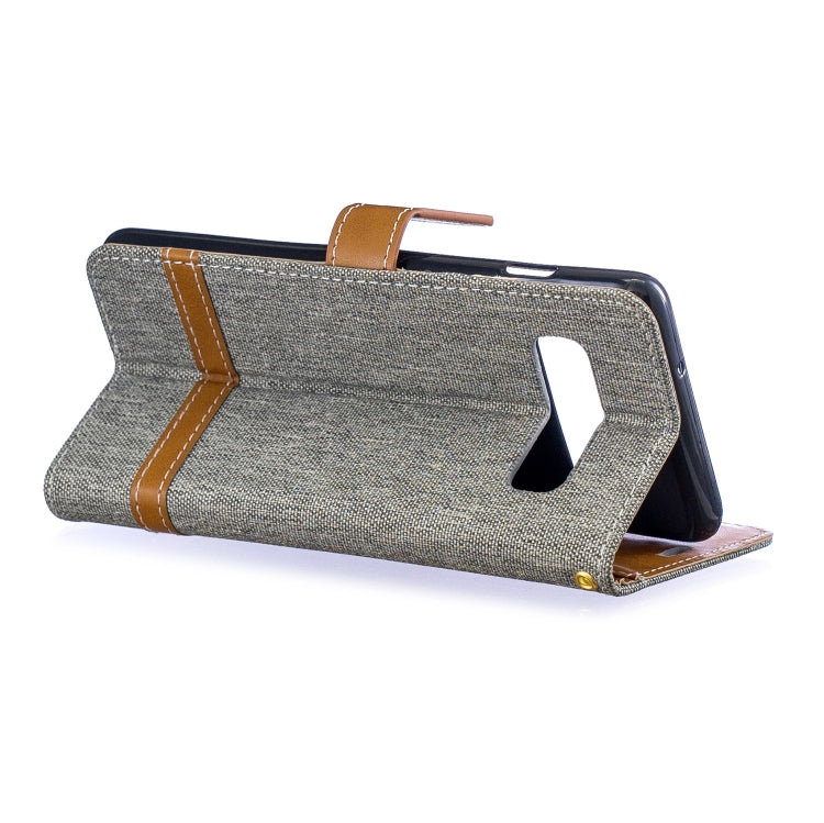 Color Matching Denim Texture Leather Case for Galaxy  S10, with Holder & Card Slots & Wallet & Lanyard