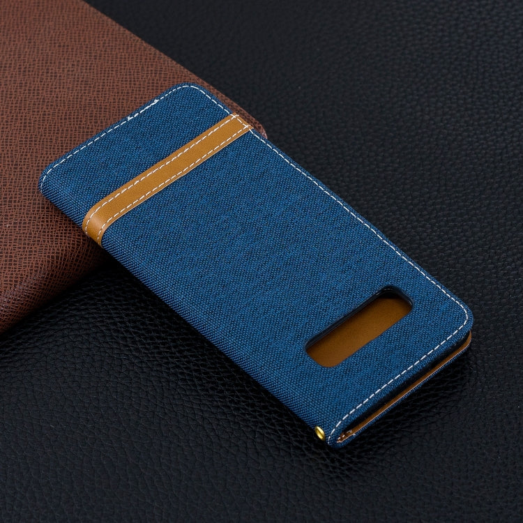 Color Matching Denim Texture Leather Case for Galaxy  S10, with Holder & Card Slots & Wallet & Lanyard