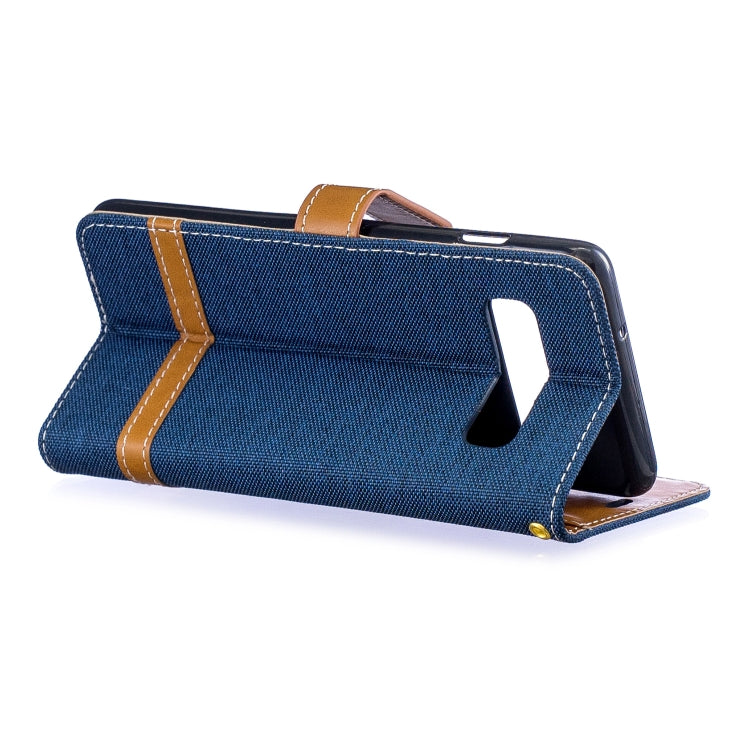 Color Matching Denim Texture Leather Case for Galaxy  S10, with Holder & Card Slots & Wallet & Lanyard