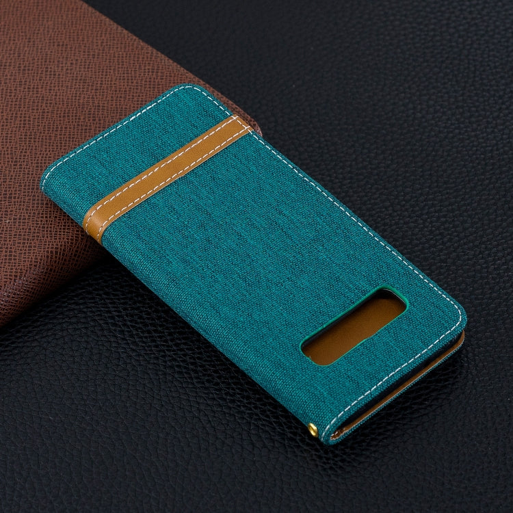 Color Matching Denim Texture Leather Case for Galaxy  S10, with Holder & Card Slots & Wallet & Lanyard