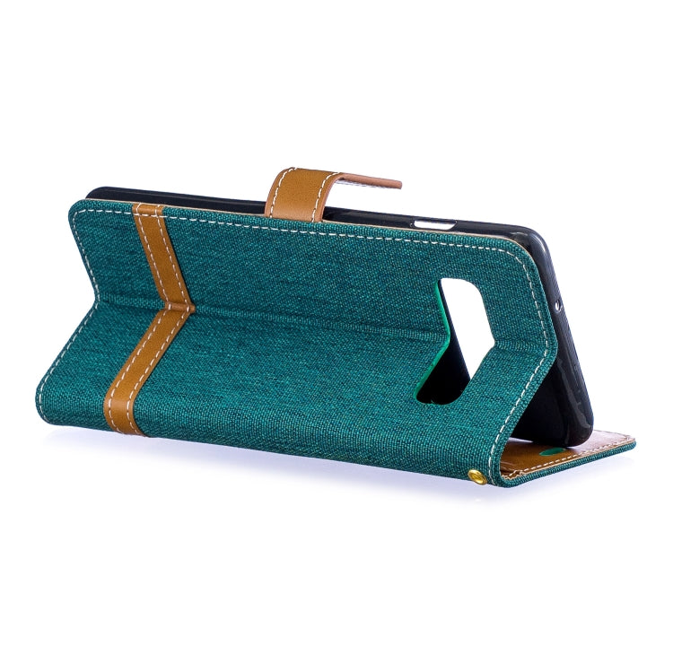 Color Matching Denim Texture Leather Case for Galaxy  S10, with Holder & Card Slots & Wallet & Lanyard