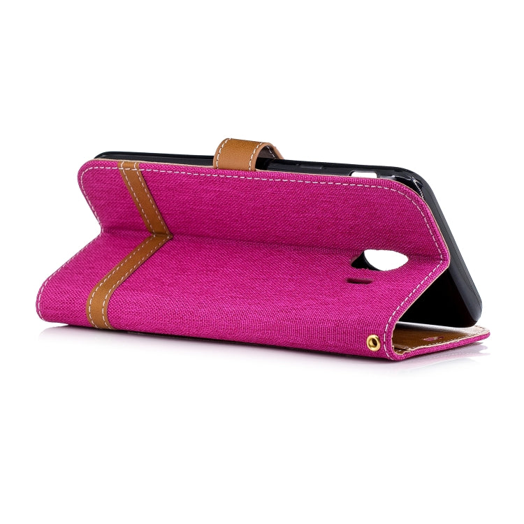 Color Matching Denim Texture Leather Case for Galaxy J4 (2018), with Holder & Card Slots & Wallet & Lanyard