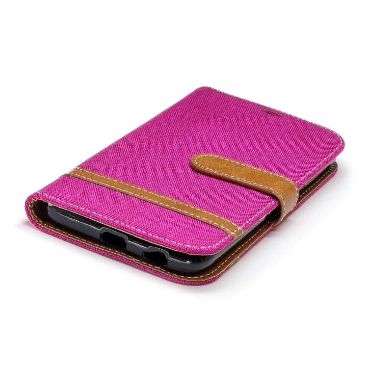 Color Matching Denim Texture Leather Case for Galaxy J4 (2018), with Holder & Card Slots & Wallet & Lanyard