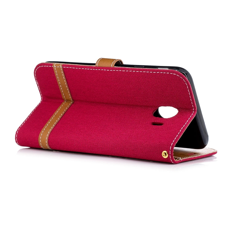 Color Matching Denim Texture Leather Case for Galaxy J4 (2018), with Holder & Card Slots & Wallet & Lanyard