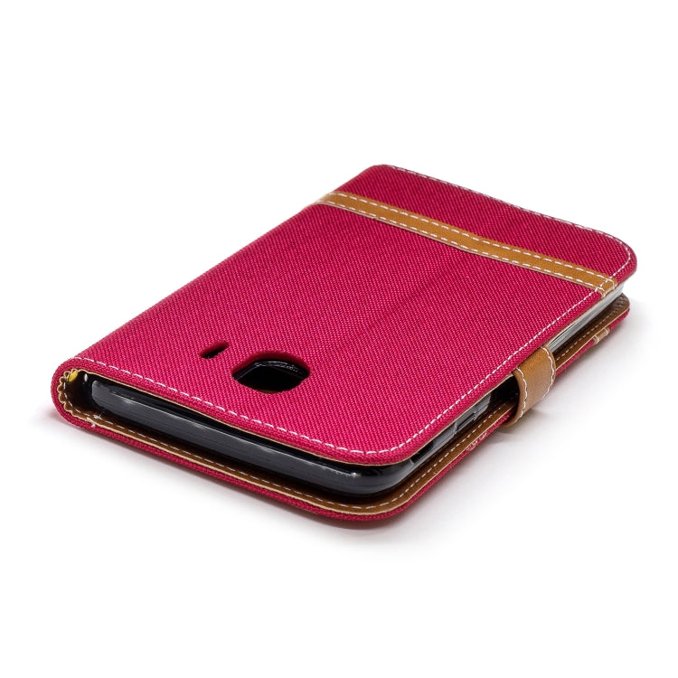 Color Matching Denim Texture Leather Case for Galaxy J4 (2018), with Holder & Card Slots & Wallet & Lanyard