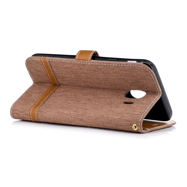 Color Matching Denim Texture Leather Case for Galaxy J4 (2018), with Holder & Card Slots & Wallet & Lanyard