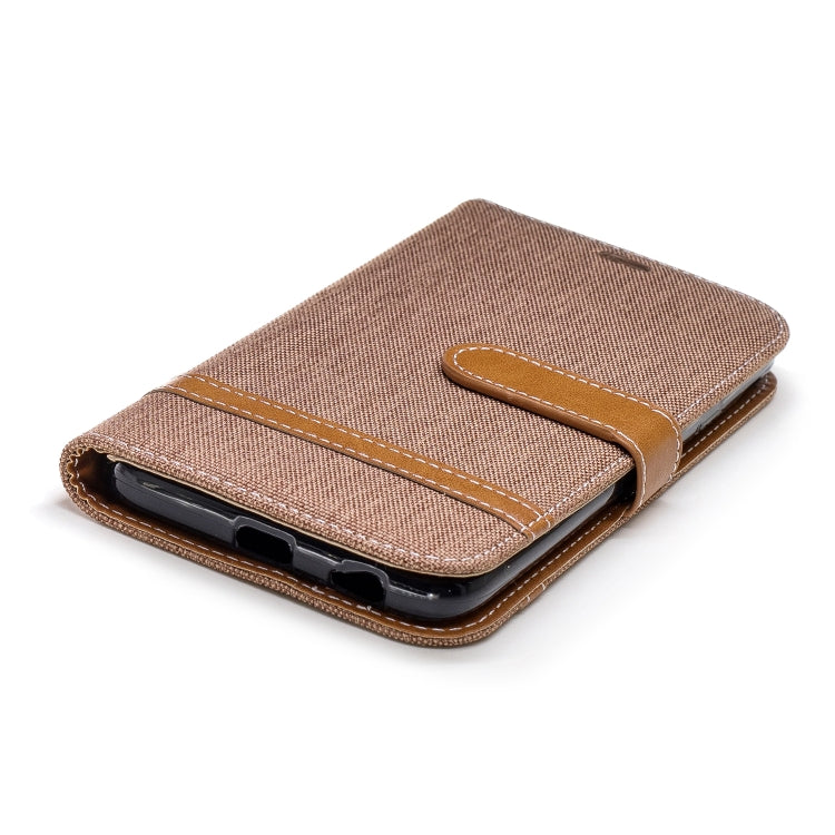 Color Matching Denim Texture Leather Case for Galaxy J4 (2018), with Holder & Card Slots & Wallet & Lanyard