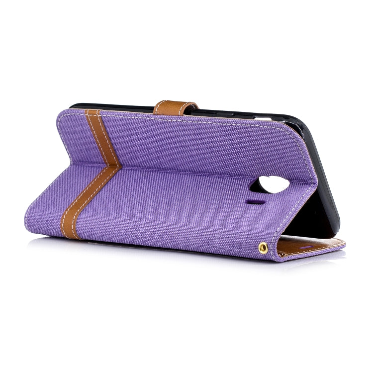 Color Matching Denim Texture Leather Case for Galaxy J4 (2018), with Holder & Card Slots & Wallet & Lanyard