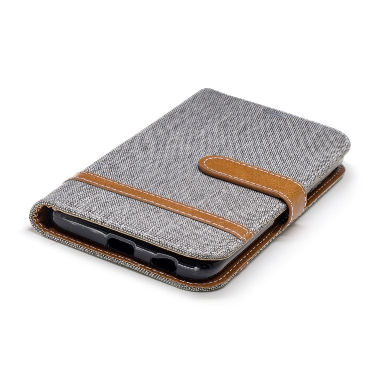 Color Matching Denim Texture Leather Case for Galaxy J4 (2018), with Holder & Card Slots & Wallet & Lanyard