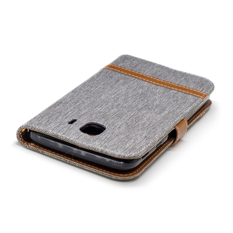 Color Matching Denim Texture Leather Case for Galaxy J4 (2018), with Holder & Card Slots & Wallet & Lanyard