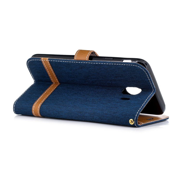Color Matching Denim Texture Leather Case for Galaxy J4 (2018), with Holder & Card Slots & Wallet & Lanyard