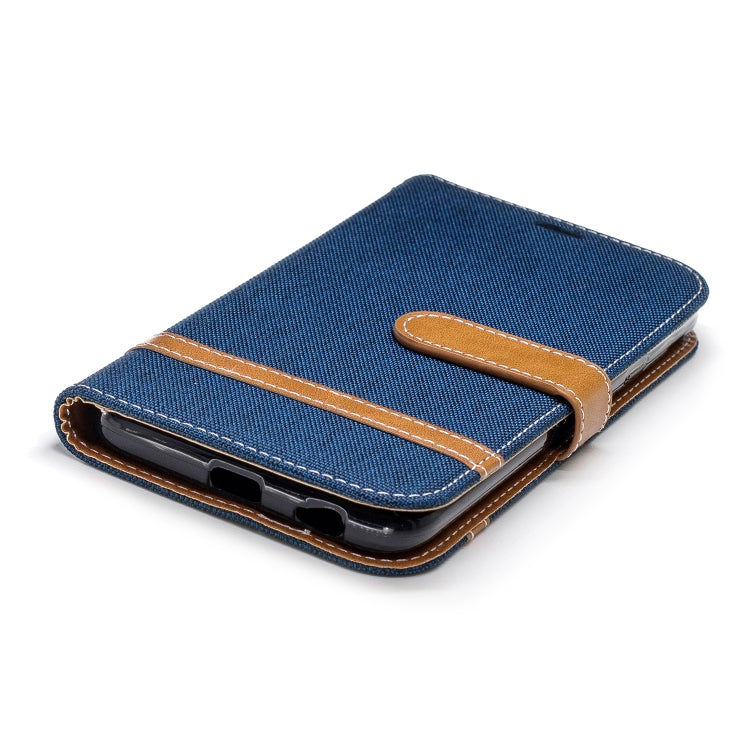 Color Matching Denim Texture Leather Case for Galaxy J4 (2018), with Holder & Card Slots & Wallet & Lanyard