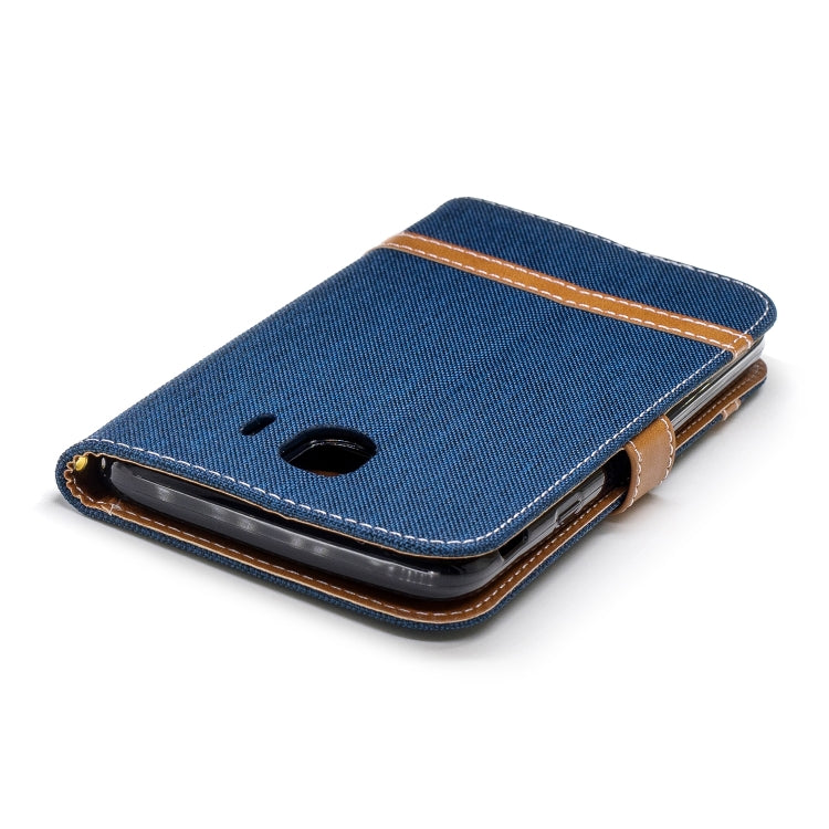 Color Matching Denim Texture Leather Case for Galaxy J4 (2018), with Holder & Card Slots & Wallet & Lanyard