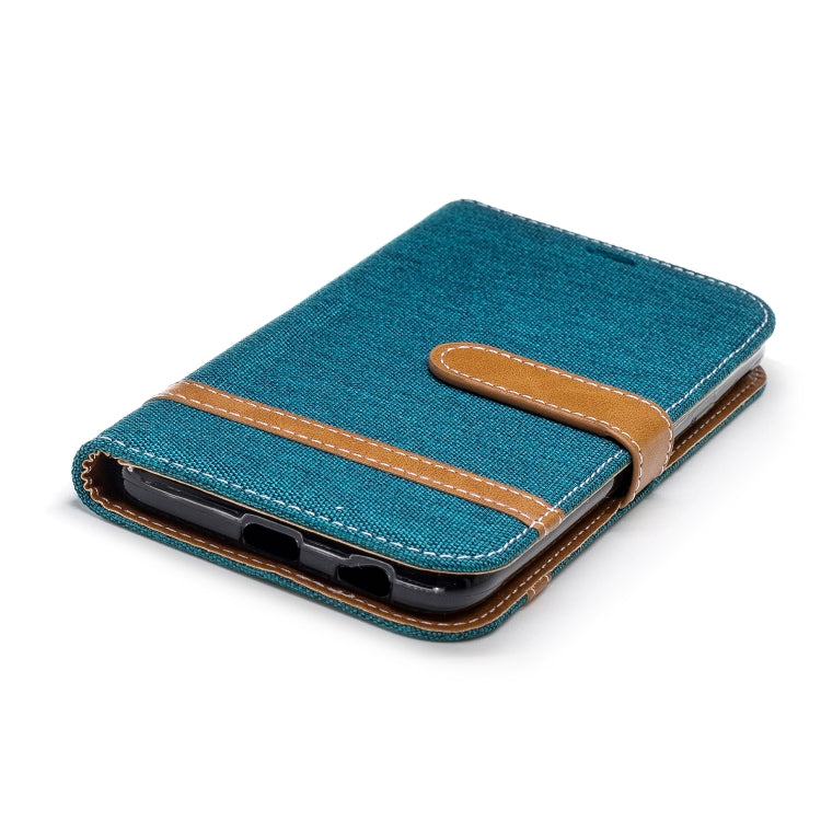 Color Matching Denim Texture Leather Case for Galaxy J4 (2018), with Holder & Card Slots & Wallet & Lanyard