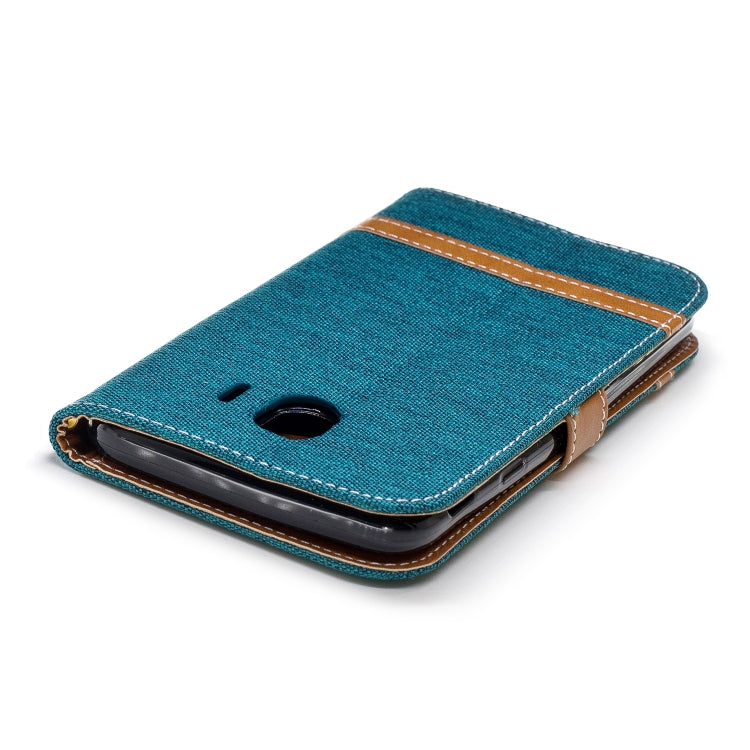 Color Matching Denim Texture Leather Case for Galaxy J4 (2018), with Holder & Card Slots & Wallet & Lanyard